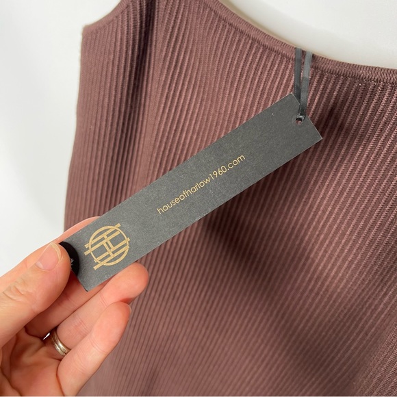 NWT House of Harlow 1960 Brown Ribbed Midi Bodycon Tank Top Dress Size Small - Picture 7 of 12